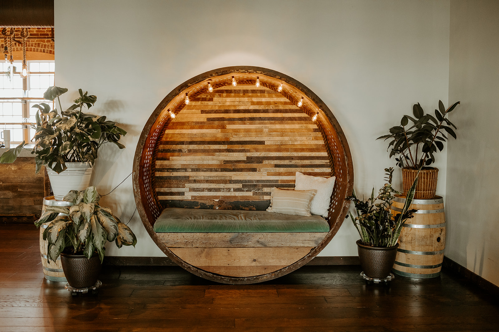 Tinker Hosue Repurposed Barrel Bench WEDDIING // KIERSTEN + BRAD